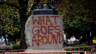 The vandalised William Crowther statue