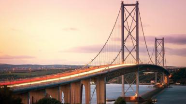 forth road bridge at sunset