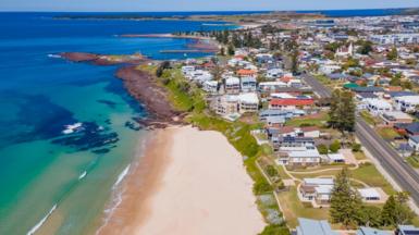 An aerial view of Shellharbour beach