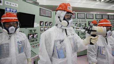 Workers at the Fukushima nuclear power station in Japan