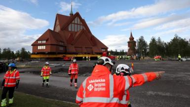 The operation to move the church got under way early on Tuesday