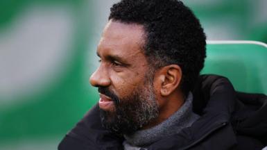 An image of Celtic manager Wilfried Nancy looking on during the match between Celtic and Aberdeen