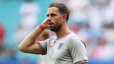 Jordan Henderson pictured in training wear during England's win over Norway