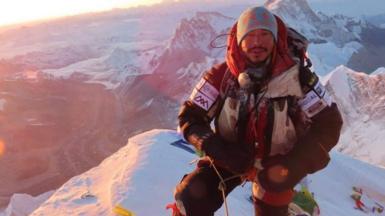 Nirmal Purja at the summit of Mount Everest