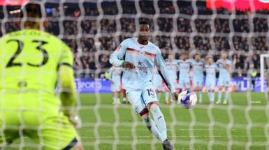 Dango Ouattara taking a penalty for Brentford
