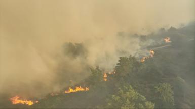 Flames and smoke.