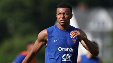 Kylian Mbappe in action during France training ahead of the World Cup
