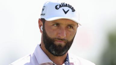 Spanish golfer Jon Rahm looks on