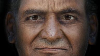 A digital portrait of one of the skulls excavated from Kondagai, Tamil Nadu, India.