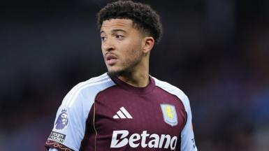 Jadon Sancho playing for Aston Villa