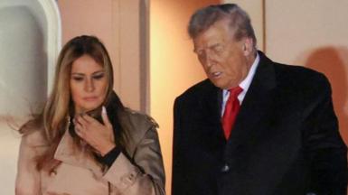 Donald Trump and Melania  Trump arriving at Stansted Airport on 16 September 2025