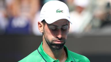 Novak Djokovic exhales