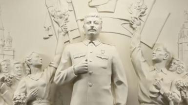 Statue of Joseph Stalin carved in white stone