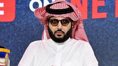 Turki Alalshikh on stage in New York City. 