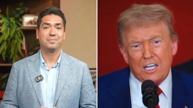 Bernd is on the left and Donald Trump is on the right.