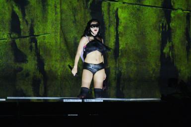 Charli XCX performing on The Other Stage during the Glastonbury Festival.