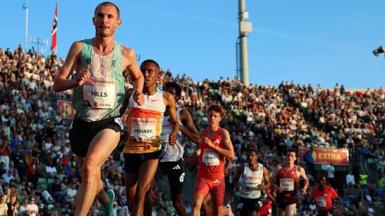 George Mills competing in the 5,000m in Oslo