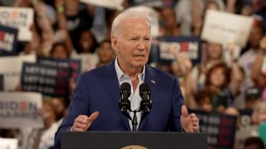 Biden speaks at a rally
