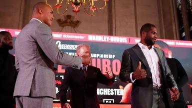Fabio Wardley offers a fist bump to Daniel Dubois, but he walks away