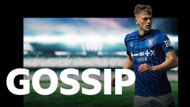 An image of Liam Delap with the word 'gossip' 