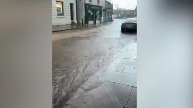 Flooded street.
