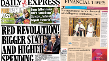 The front pages of the Daily Express and the Financial Times