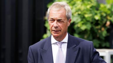  Reform UK leader Nigel Farage drinks a pint in a pub on July 08, 2026 in Great Bentley, England.