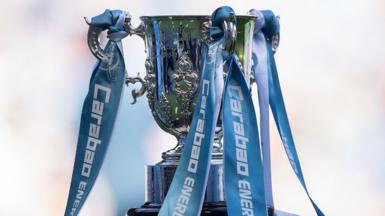 A close up picture of the EFL Cup trophy