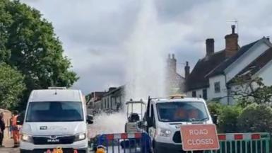 Burst water pipe.