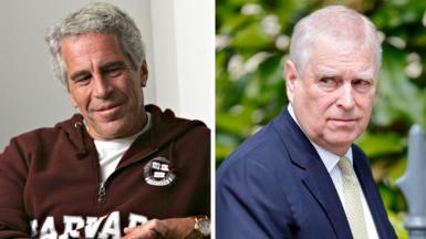 Jeffrey Epstein in a photo next to one of Andrew Mountbatten-Windsor