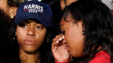 Supporters of Kamala Harris at Howard University on 5 November 20