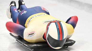Great Britan's Matt Weston competes in the men's skeleton