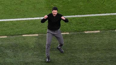 Arsenal manager Mikel Arteta celebrates an Arsenal victory
