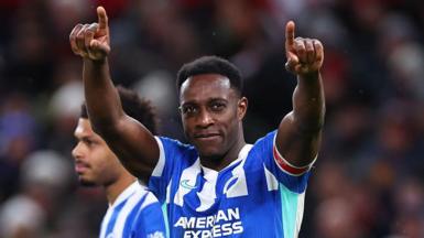 Danny Welbeck celebrates scoring against Manchester United