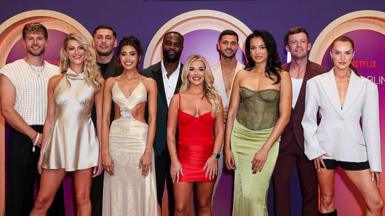  (L to R) Kieran Holmes Darby, Ashleigh Berry, Jed Chouman, Sarover Aujla, Javen Palmer, Bardha Krasniqi, Kaleem Pasha, Katisha Atkinson, William Jervis and Megan Jupp attend a special screening of "Love is Blind: UK" Season 2 at White Rabbit on August 26, 2025 in London, England