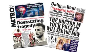 A composite showing the front pages of Metro and the Daily Mail. 