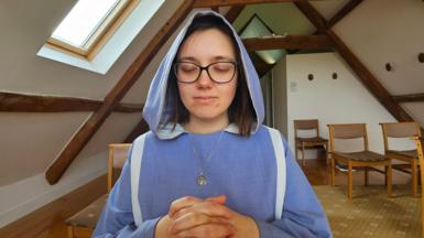 Sister Catherine praying 