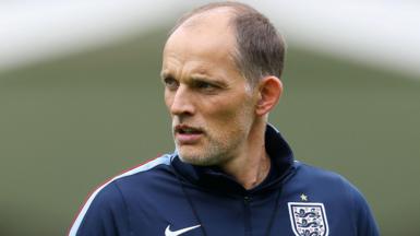 Thomas Tuchel, Manager of England, looks on during an England Training Session
