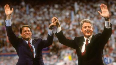 Image shows Bill Clinton and Al Gore