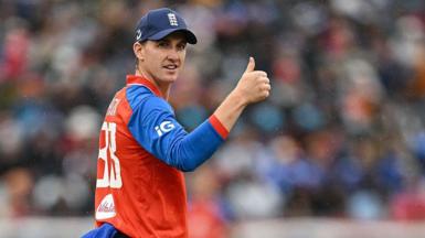 England white-ball captain Harry Brook gives a thumbs up