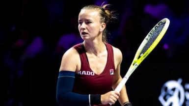 Barbora Krejcikova playing at the WTA Finals