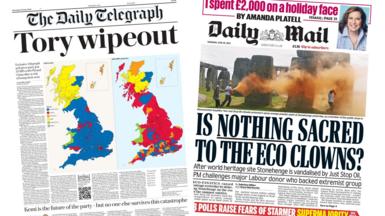A composite image of the front pages of the Daily Telegraph and the Daily Mail