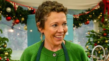 Olivia Colman in the Great British Bake Off tent