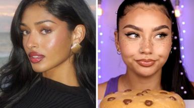 A composite image of the two women close-up