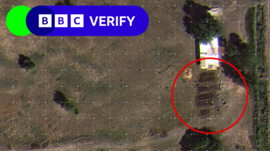 Satellite image showing newly-dug graves in Sudan circled in red