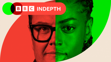 A composite image shows the stylised faces of a man and a woman side by side.