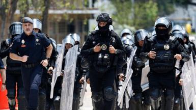 Police take part in crowd control training sessions before the 2026 World Cup