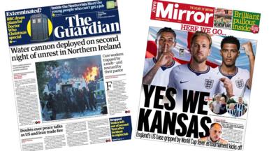 A composite image of the front pages of the Guardian and the Daily Mirror 11 June 2026