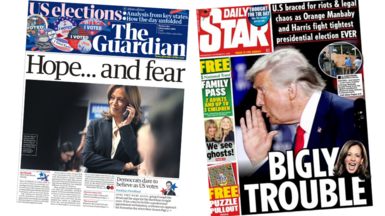 Newspaper front pages 