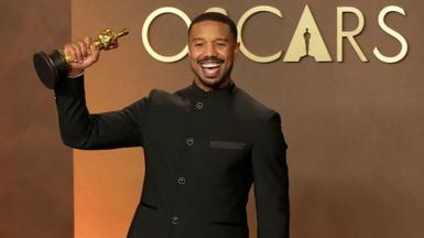 Michael B. Jordan, winner of the Best Actor Award for “Sinners”, poses in the press room at the 98th Annual Oscars at Dolby Theatre on March 15, 2026 in Hollywood, California